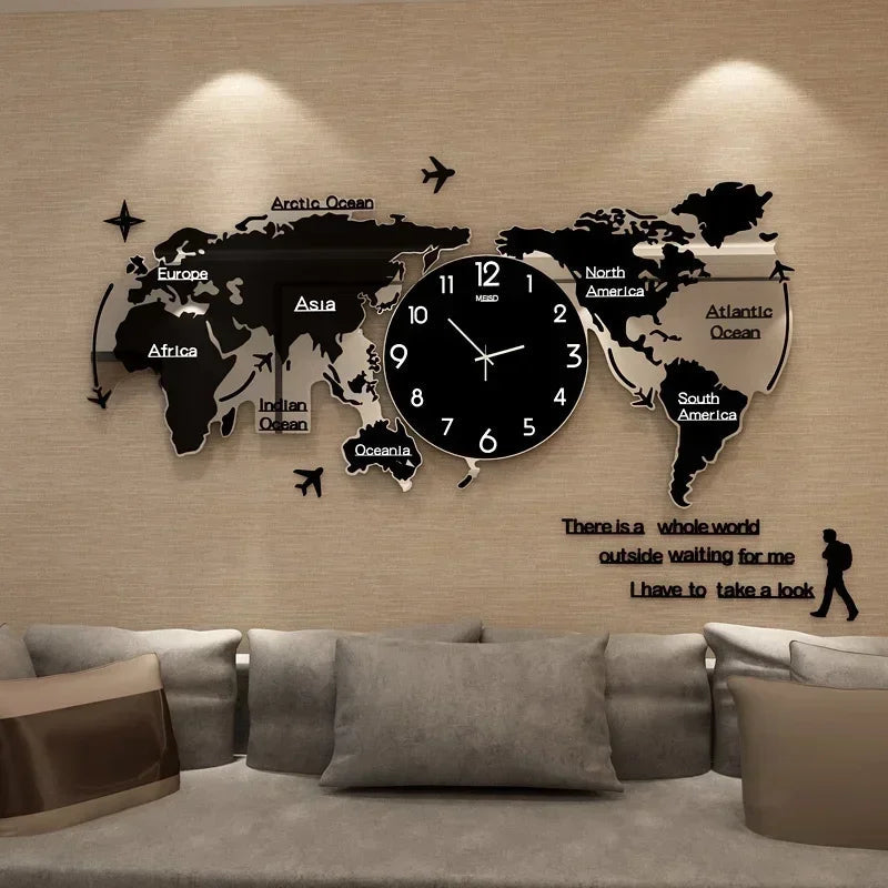 World map 3D-clock HOME DECOR